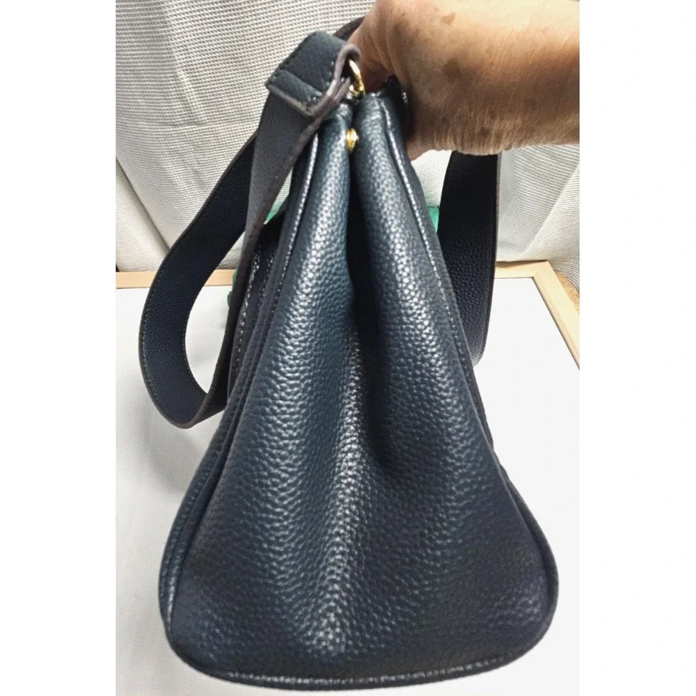 NANETTE LEPORE‎ convertible faux leather pebbled textured tote handbag green